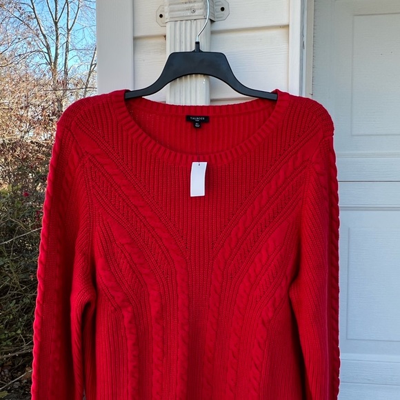 NWT Talbots Pretty Classic Red Thick Multiweave Long Sleeve Sweater - Picture 2 of 5